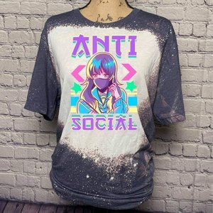 Custom Anti Social Anime Girl Bleach Sublimation Tee